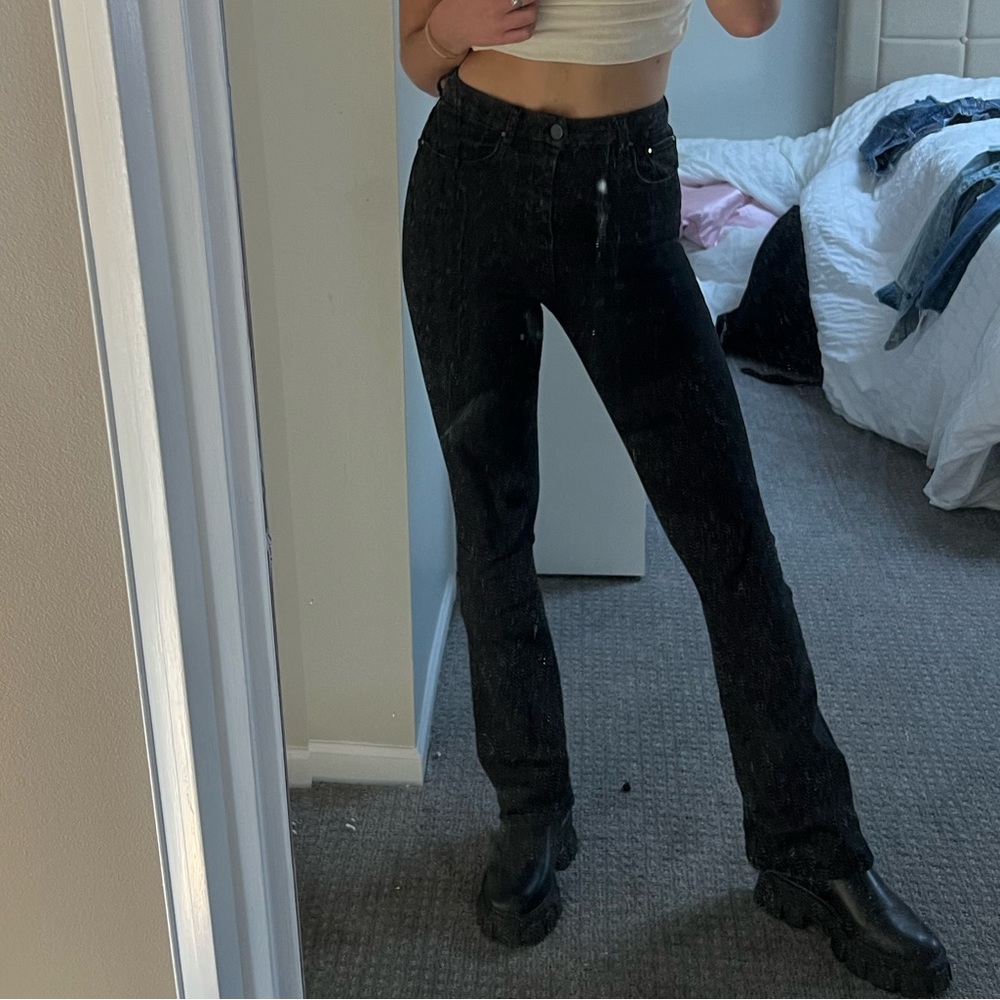 ASOS black high waisted flare jeans